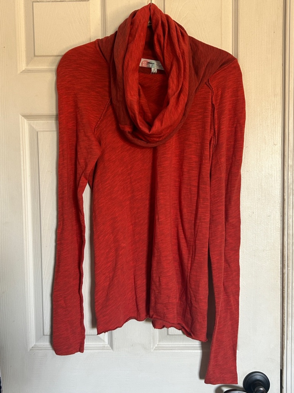 Free People Beach orange long sleeve cowl neck top size small